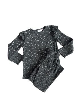 Zara Charcoal Gray Star Knit Pajama Set